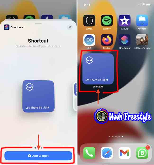 عنصر واجهة مستخدم مصباح يدوي على شاشة iPhone الرئيسية