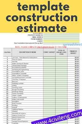 Excel construction estimate template download free