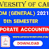 CU B.COM Fifth Semester Corporate Accounting (General) 2021 Question Paper | B.COM Corporate Accounting (General) 5th Semester 2021 Calcutta University Question Paper