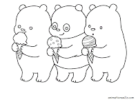 Pan-Pan, Grizz and Ice Bear eating ice cream coloring page