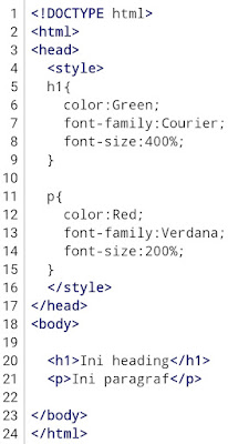 Contoh Program 4 CSS Warna, font dan ukuran