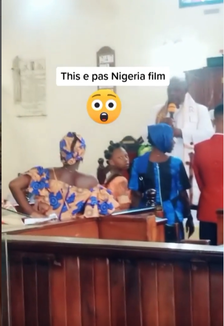 This One Pass Nigerian Film - Drama As Man Escapes Being Mobbed After Family Members Of His Wife Stormed A Church Where He Was Marrying A New Wife, To Present Proof Of Him Being Married (Video)