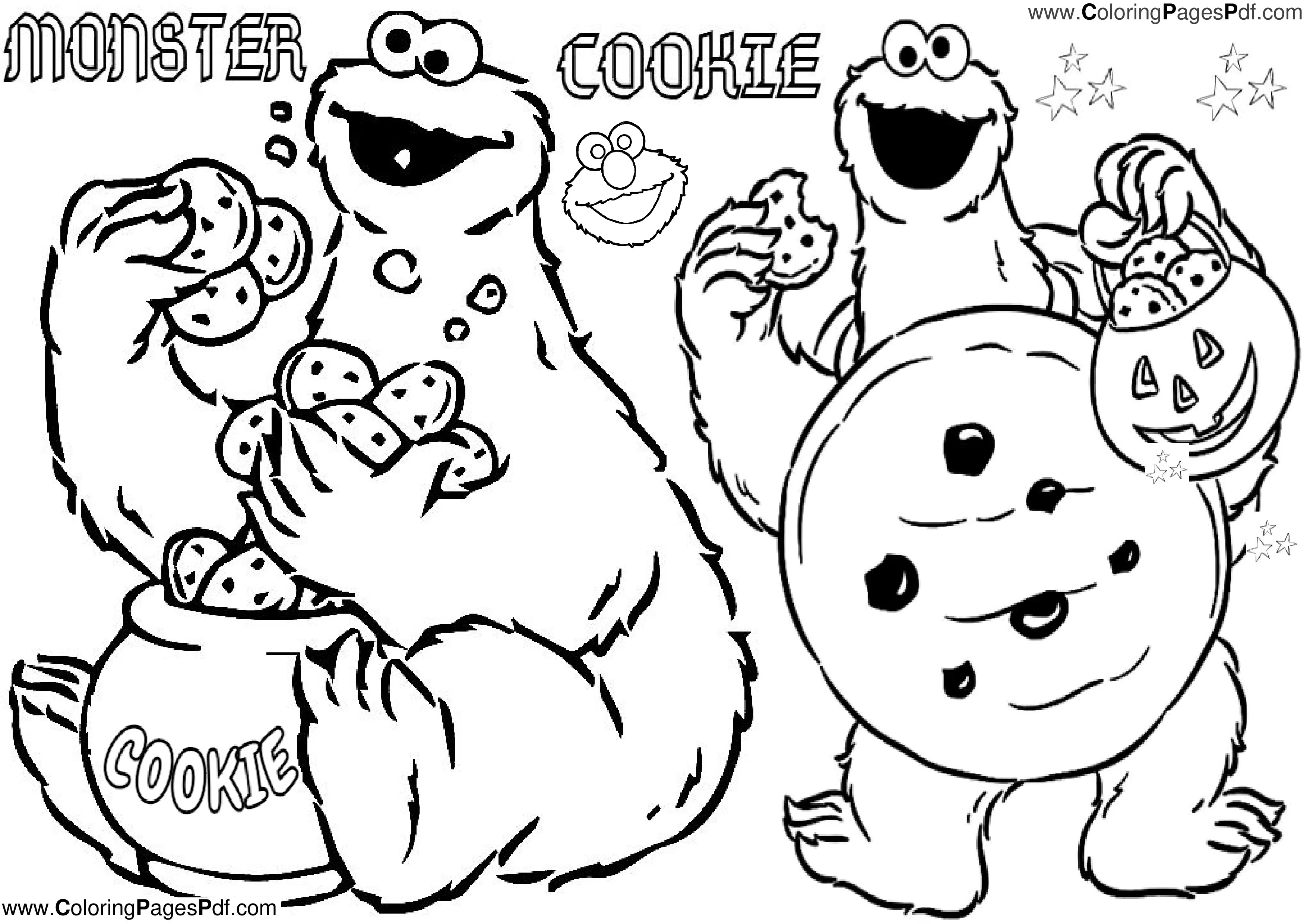 Cookie monster coloring page