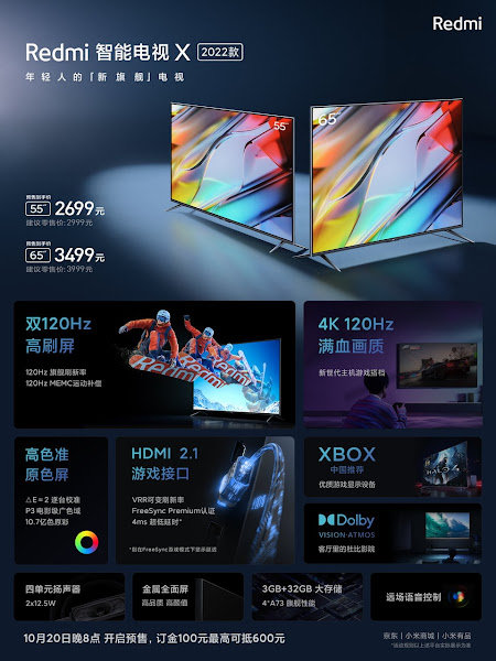 Dois modelos Redmi Smart TV X 2022 revelados