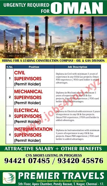 HIRING FOR A LEADING CONSTRUCTION COMPANY OMAN