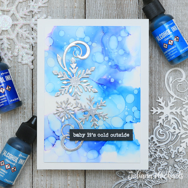 Winter Card by Juliana Michaels featuring Hero Arts Snowflake Swirls Die