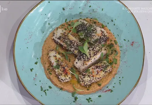 Baccalà croccante con hummus di ceci di Federico Fusca