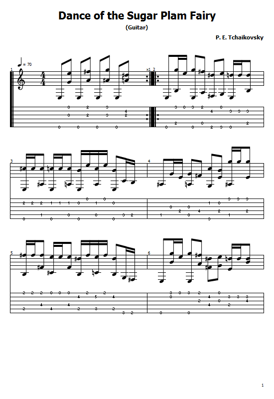 Dance of the Sugar Plum Fairy Guitar Tabs - Tchaikovsky, Dance of the Sugar Plum Fairy Free Tabs, Sheet Music Tchaikovsky. Dance of the Sugar Plum Fairy by Pyotr Ilyich Tchaikovsky Chords Song