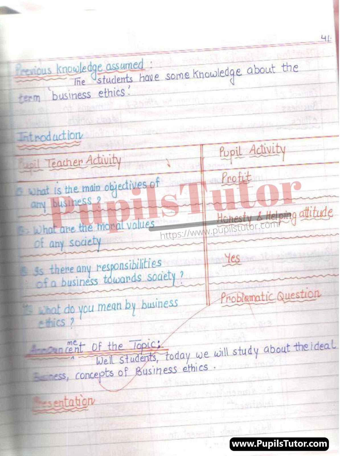 Class/Grade 12 Business Studies Real School Teaching And Practice  Lesson Plan On Concept Of Business Ethics For CBSE NCERT KVS School And University College Teachers – (Page And Image Number 3) – www.pupilstutor.com