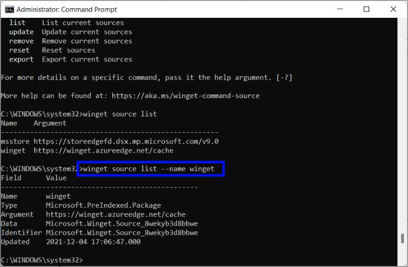winget-source-list-name-winget