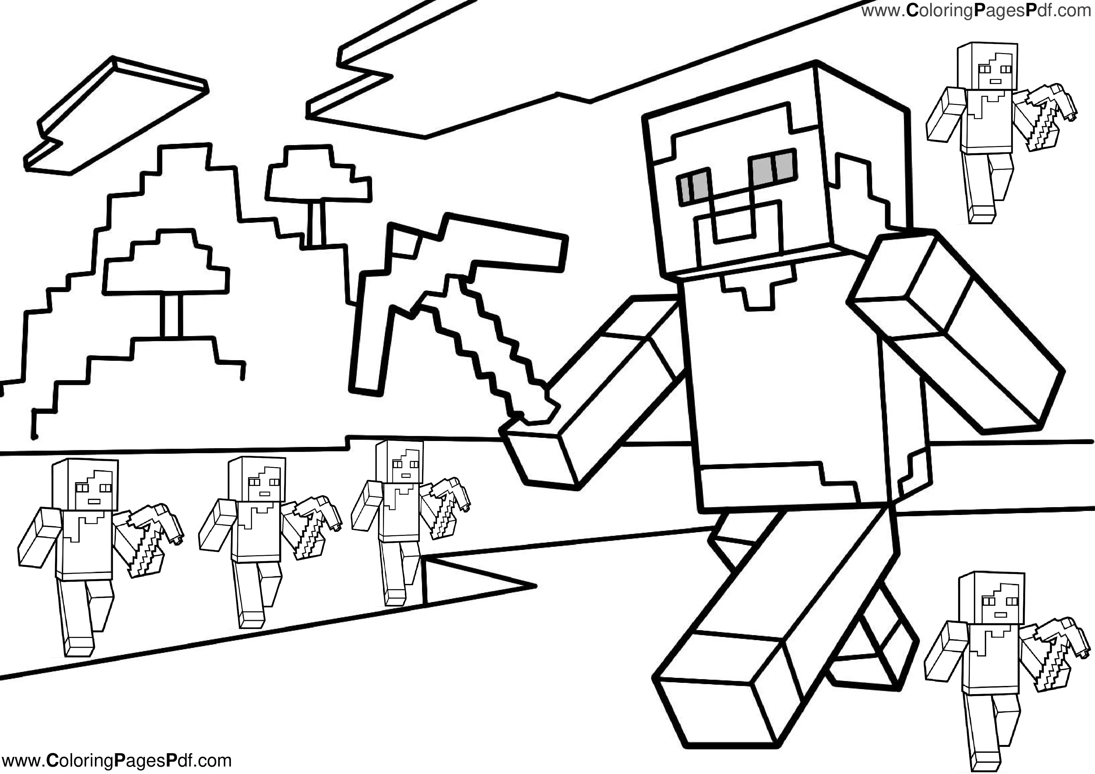 Minecraft coloring pages steve