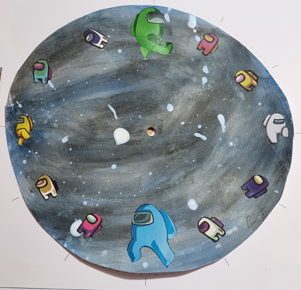 Creating a galaxy scene for the among us clock face