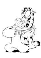 Garfield eats popcorn coloring page
