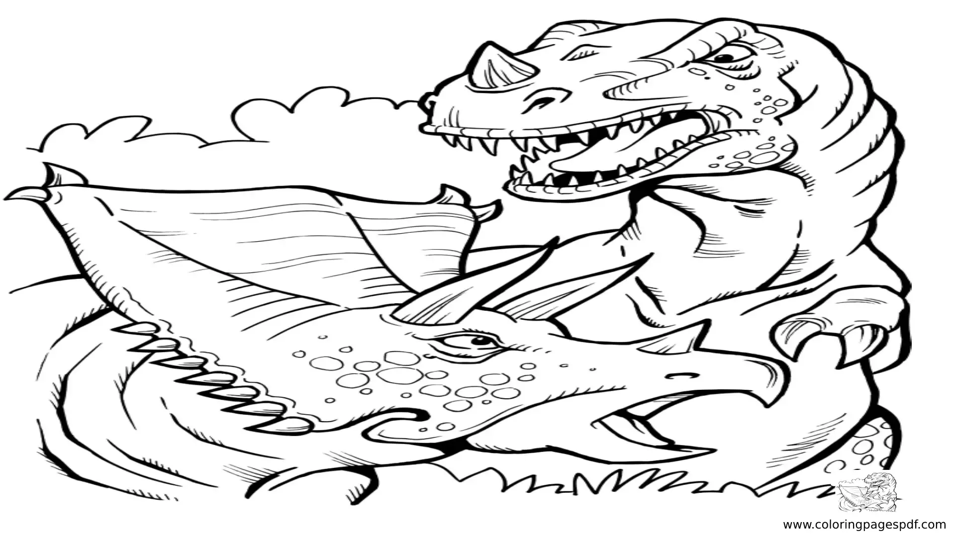 Coloring Pages Of A T Rex And A Triceratops