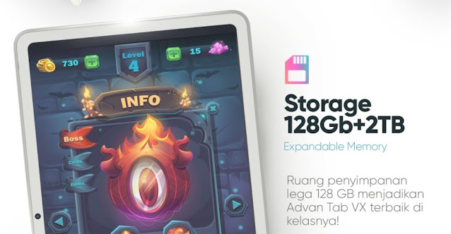 Tablet Advan dengan Memory 128 GB