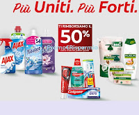 Promozione "Più Uniti Più Forti - Carrefour" : rimborso di 5€ con Colgate, Palmolive, Ajax, Fabuloso, Soflan, Sanex
