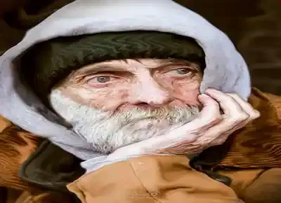 لوحة فنية لرجل شيخ عجوز