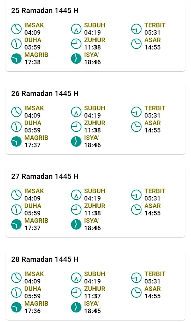 Jadwal Imsakiyah Ramadan 1445 H/2024 M Kota Kediri Provinsi Jawa Timur