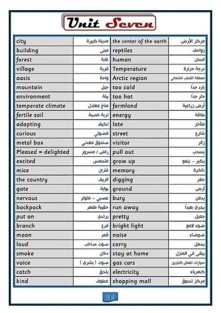 كلمات وبارجرافات الانجلش للترم التاني الصف الرابع الابتدائى