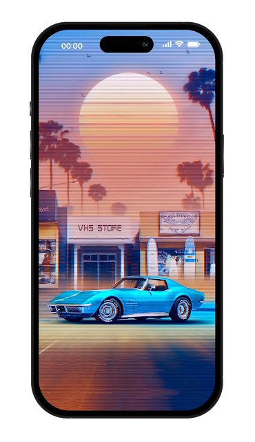 4K Wallpaper iPhone | Retro Car Sunset