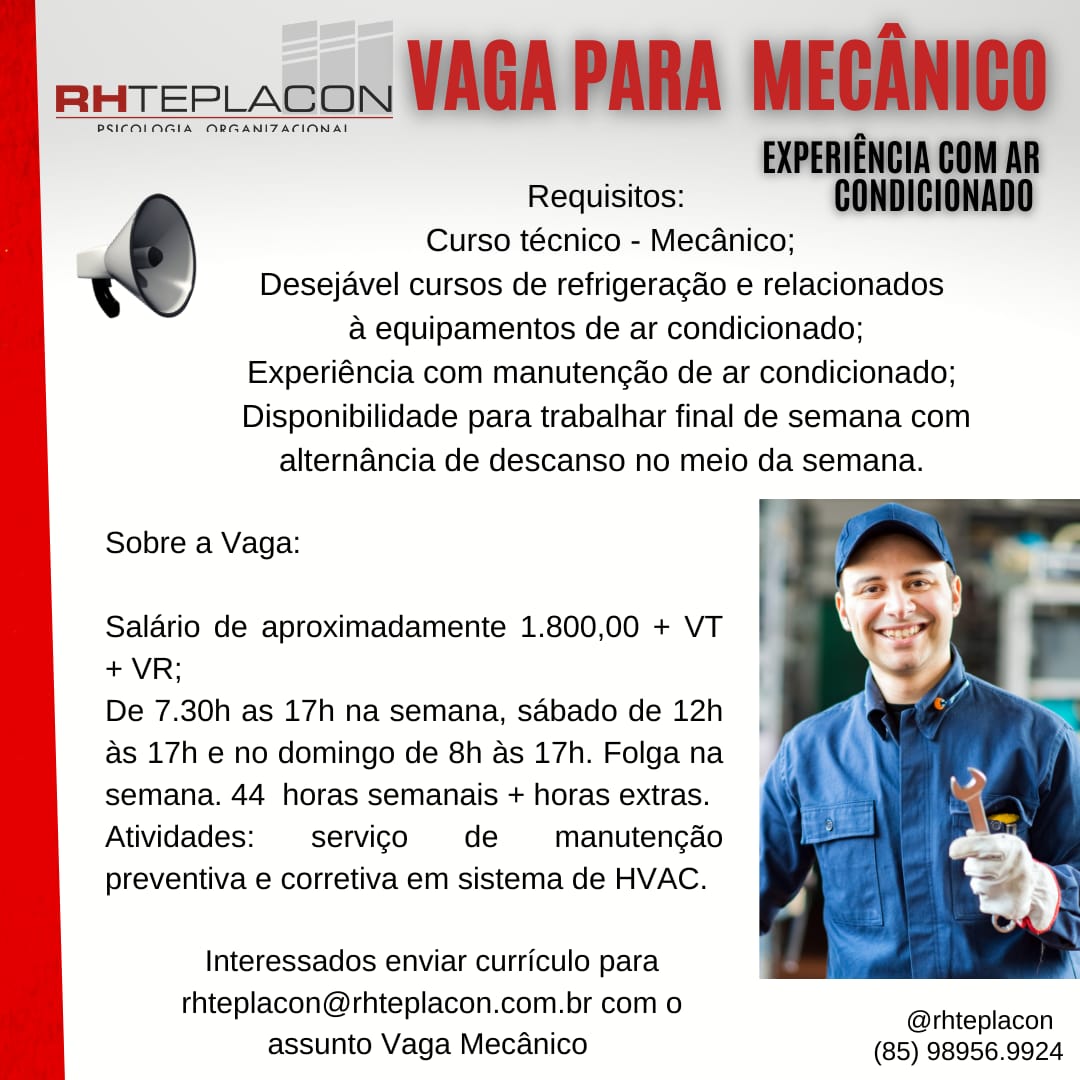 MECÂNICO EXPERIÊNCIA COM AR CONDICIONADO