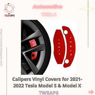 TWRAPS Calipers Vinyl Covers for 2021-2022 Tesla Model S & Model X  Red Reflective