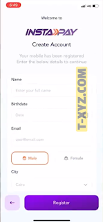 شاشة ملء البيانات - تطبيق إنستاباي InstaPay