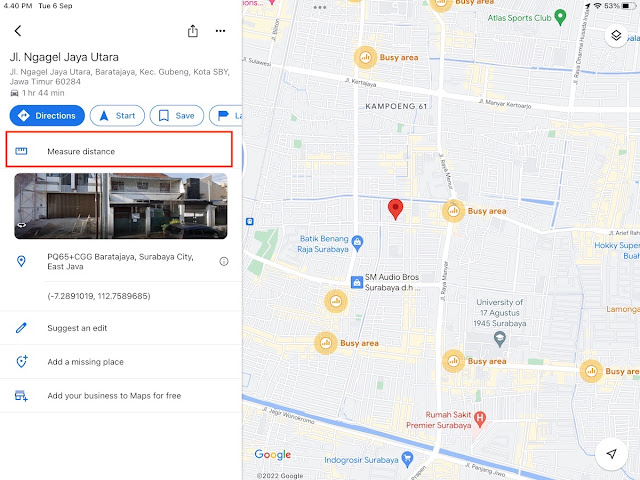 Cara menghitung jarak dan luas di Google Map dengan menggunakan Web App dan Mobile App