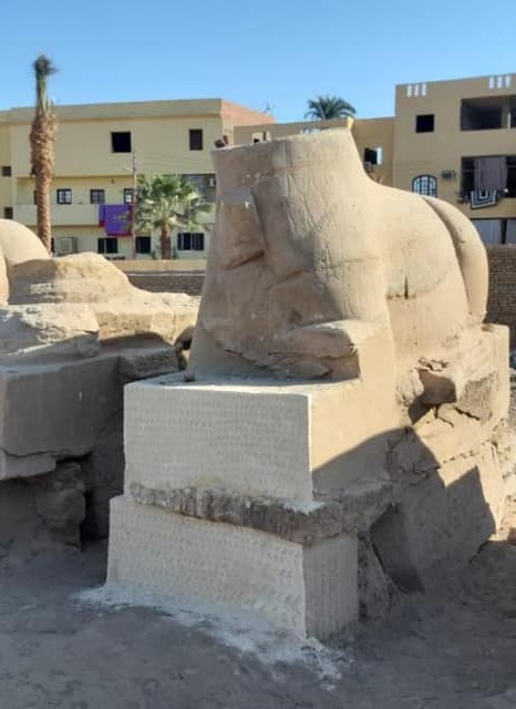 Restoration underway on ram heads discovered at Karnak Temple