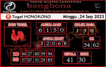 Prediksi HK Bang Bona Minggu 24 September 2023