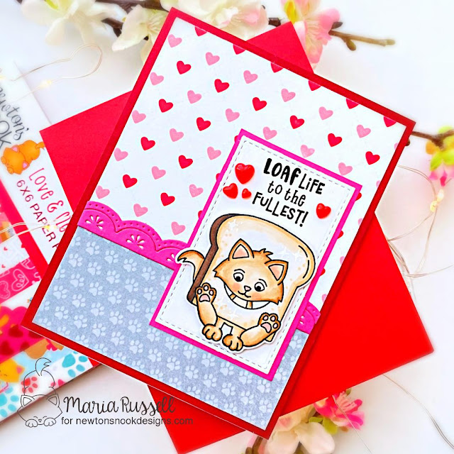 Loaf Life Card by Maria Russell | Knead Kittens Stamp Set, Love & Meows Paper Pad and A7 Frames and Banners Die Set by Newton's Nook designs #newtonsnook