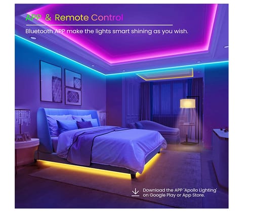 GUPUP 50 FT Long Bluetooth LED Strip Lights for Bedroom