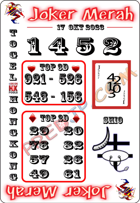 Prediksi Joker Merah Hongkong Selasa 17 okt 2023