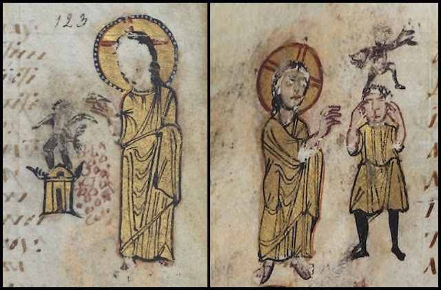 Christ temptation and exorcism in Sacra Parallela manuscript