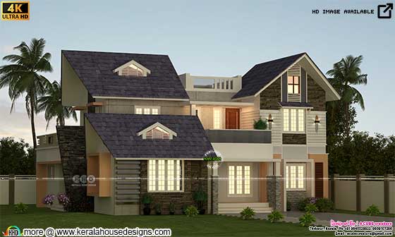 Mixed roof house architecture rendering