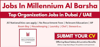 Millennium Al Barsha Multiple Staff Jobs Recruitment For Dubai and Abu Dhabi, UAE Location