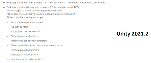 C# 9 Features that not supported unity 2021.2