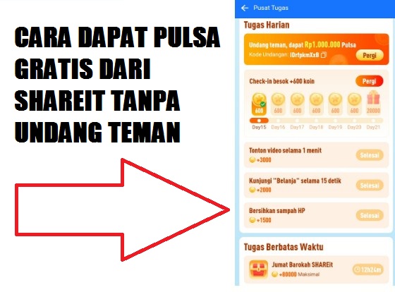 Cara Dapat Pulsa Dari Shareit Tanpa Undang Teman