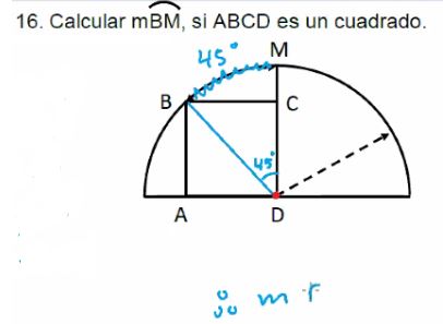 Calcular mBM, si ABCD es un cuadrado.