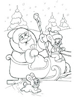 Santa Claus on sladge coloring page