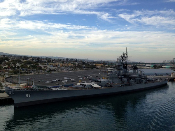 The USS Iowa, now a national landmark, has been berthed in San Pedro, California, since 2012.