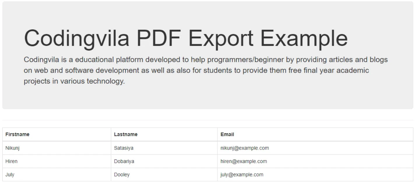 Export HTML div content to PDF