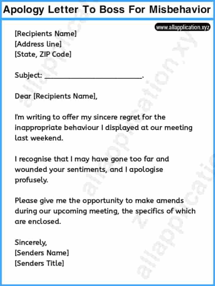 Apology Letter To Boss For Misbehavior