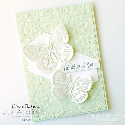 Handmade sympathy / thinking of you card using Stampin Up Butterfly Brilliance stamp set & bundle -Brilliant Wings dies, Ornate Floral embossing folder. Card by Di Barnes - Independent Demonstrator in Australia - colourmehappy - stampinupaustralia -  2021-2022 annual catalogue