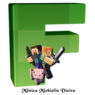 Abecedario Verde con Personajes de Minecraft.