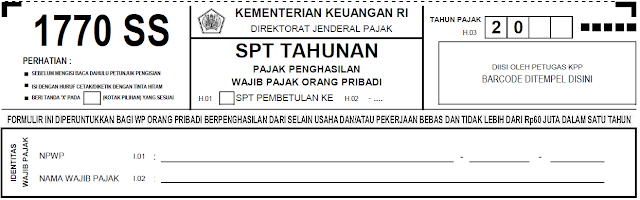 SPT tahunan orang pribadi 1770SS