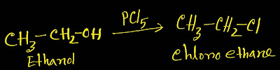 Ethanol reacts with phosphorus pentachloride and produce chloro ethane.