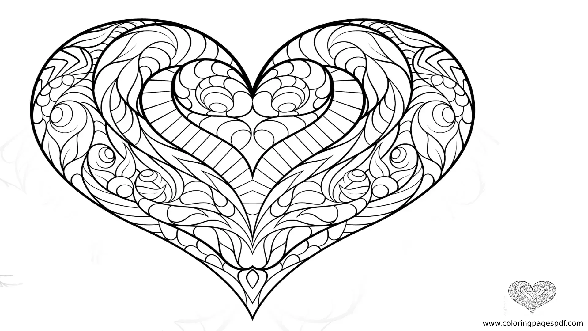 Coloring Pages Of A Spelndid Heart Design