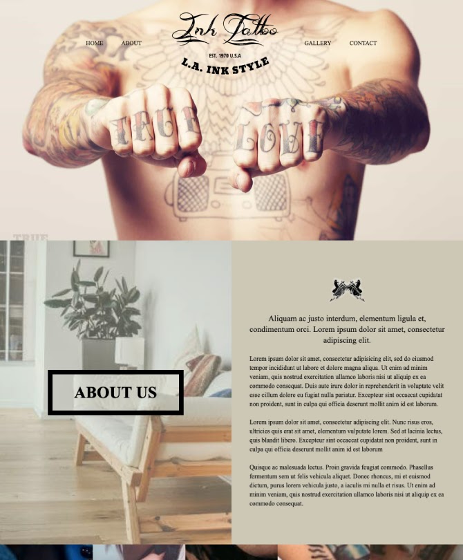 One Page Ink Tattoo Template