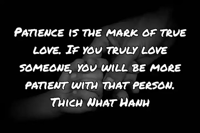 Patience is the mark of true love. If you truly love someone, you will be more patient with that person. Thich Nhat Hanh